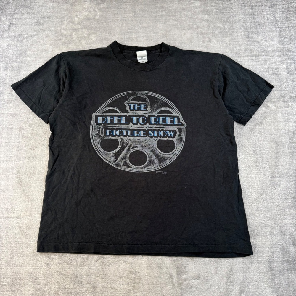 Reel To Reel Picture Show Shirt Mens 2XL Black Vintage 1995 Film festival Faded